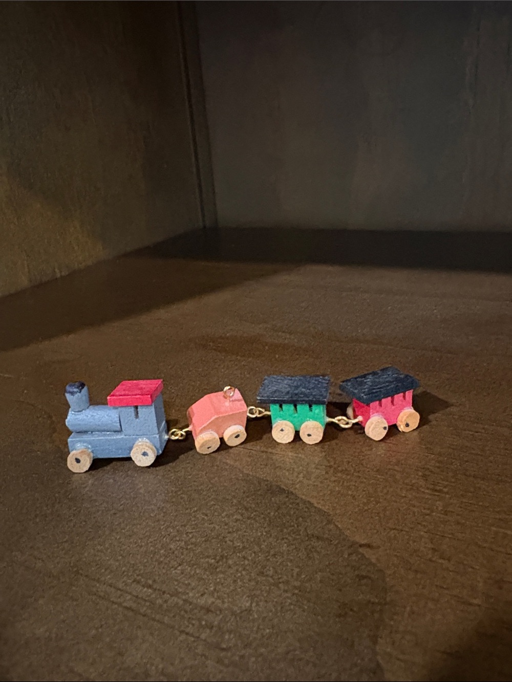 Wooden Mini Train Set For Decor - Blue, Red, Green - Picture 2 of 4